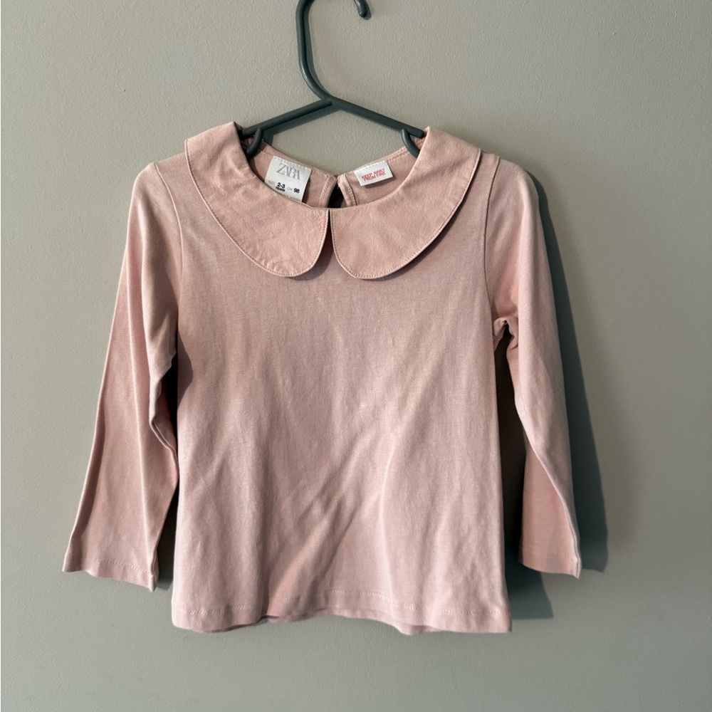 Zara Kids Pink Long Sleeve Top with Collar